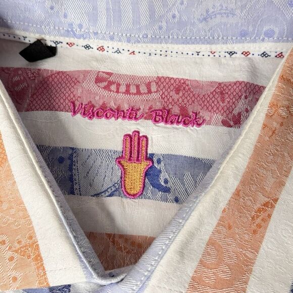 Luchiano Visconti Sz XL Men's Multi-Color Abstract Cotton Long Sleeve Shirt NICE - Picture 7 of 16